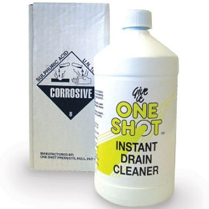 Using chemicals to clear blocked drains.
