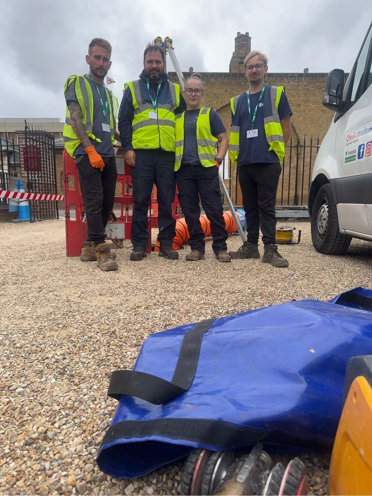 Drain Detectives drainage engineers working on a commercial site